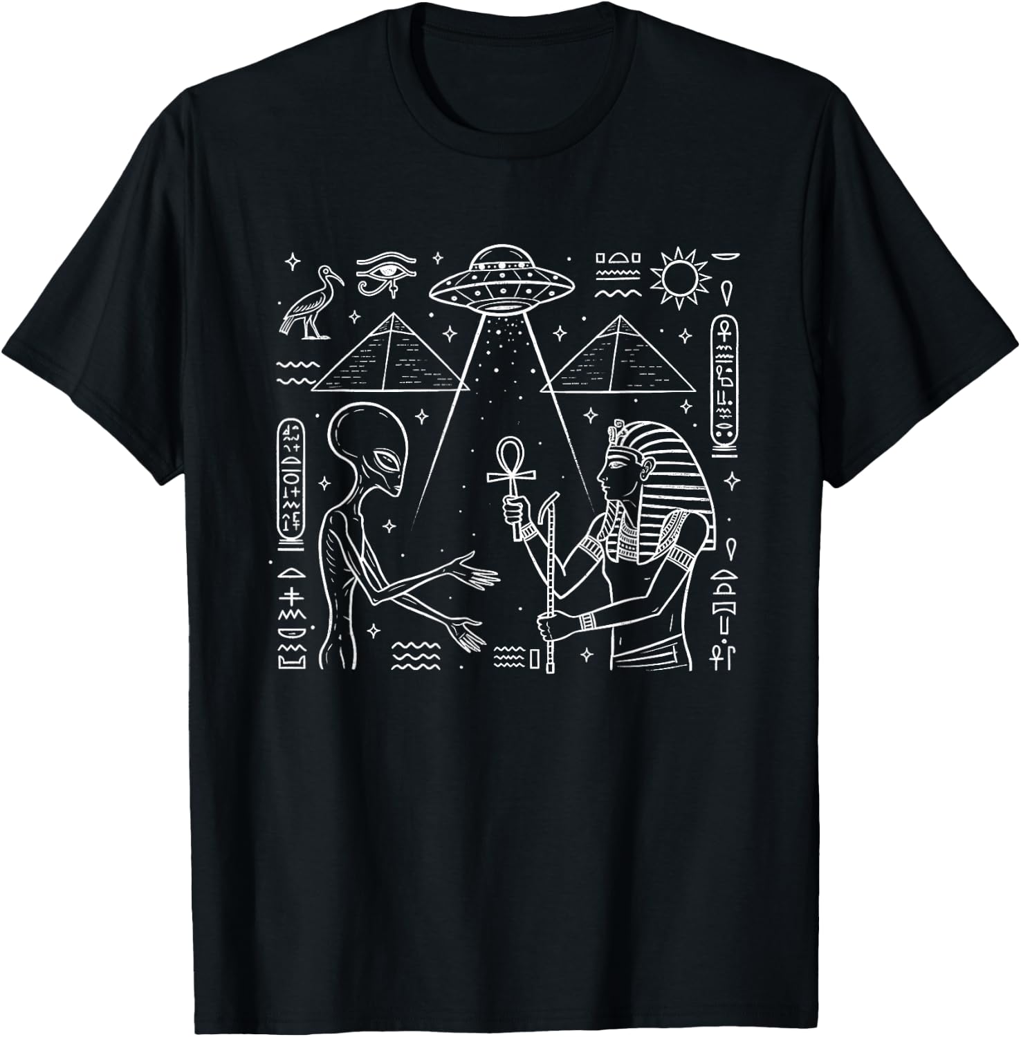 Alien & Ancient Egyptian Pyramid UFO Conspiracy Theory T-Shirt