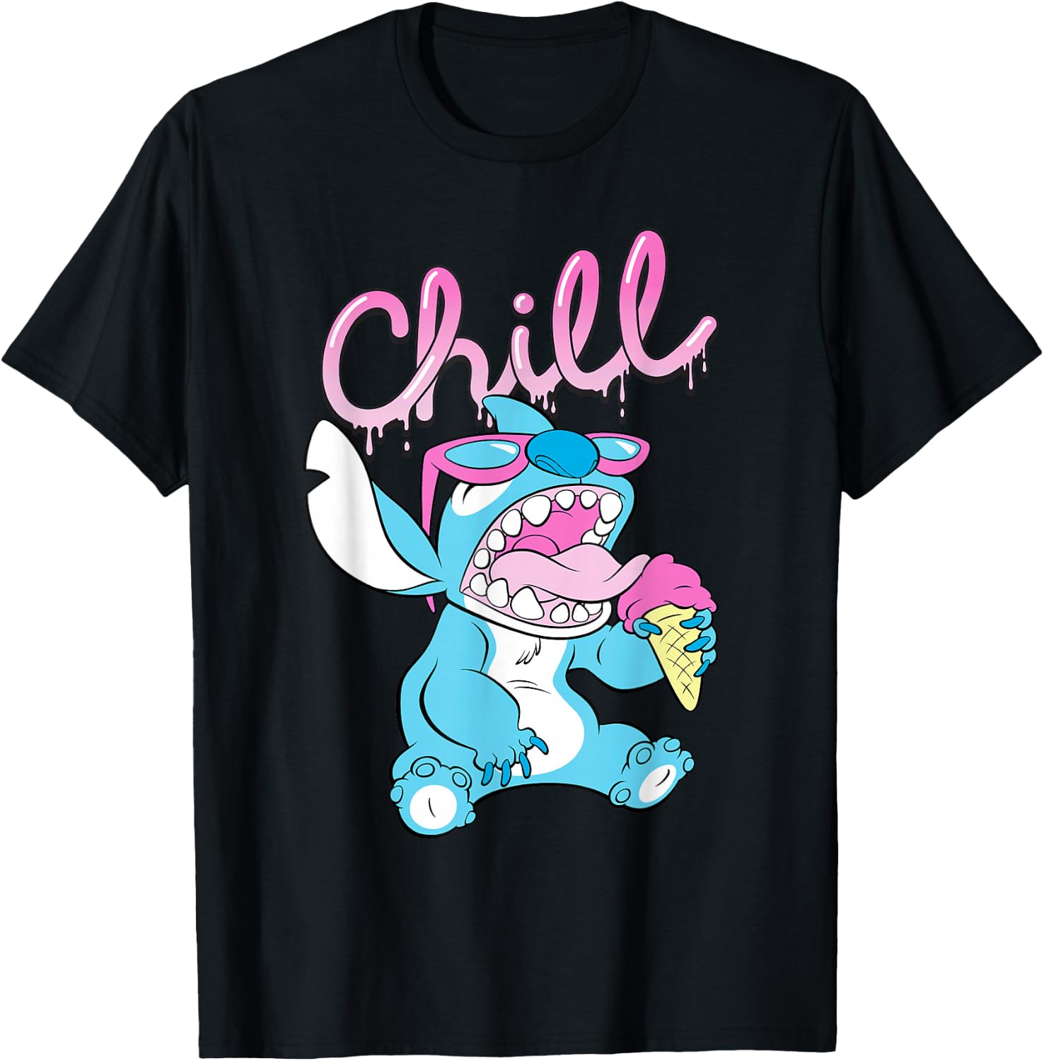 Disney Lilo and Stitch Neon Ice Cream Chill Drip T-Shirt