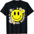 Cute Smile Face Flower Happy Face Flowers Heart Kids Girls T-Shirt