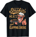 Row Smokin' Meats and Clapping Cheeks BBQ Funny Pig Chef T-Shirt