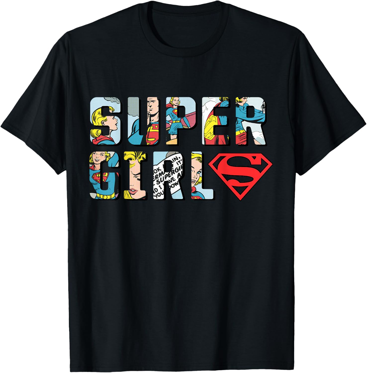 DC Supergirl Logo Comic Strip T-Shirt