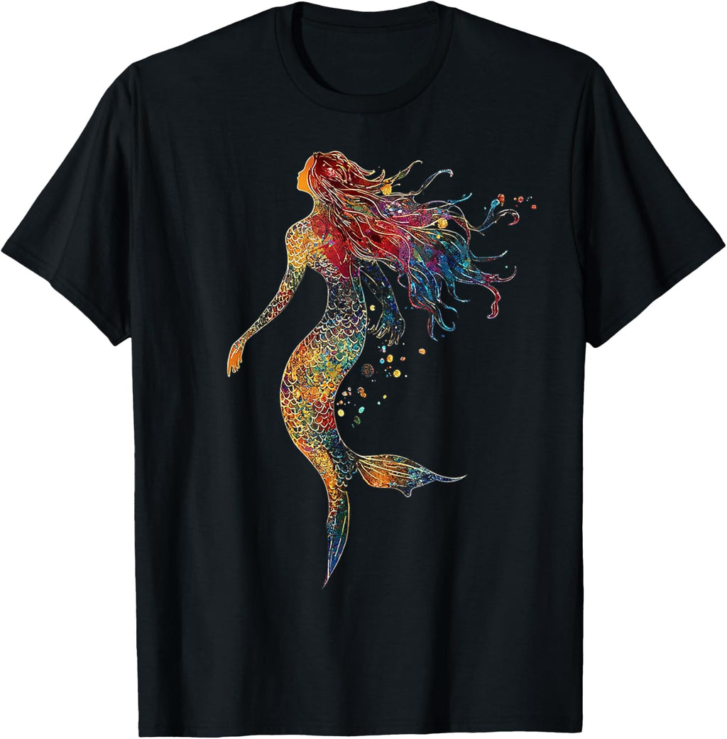 Mermaid Mythical Motif Fantasy Illustration Mermaid T-Shirt