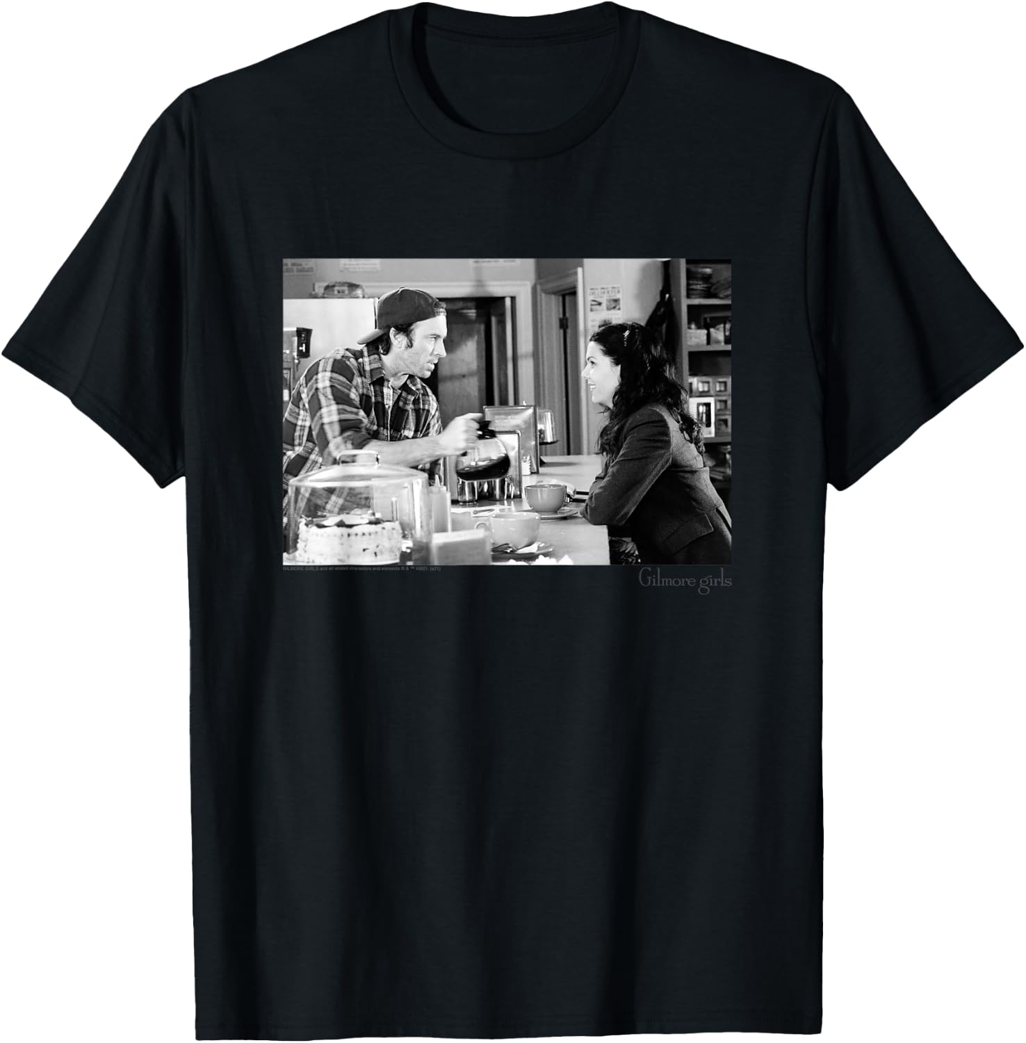 Gilmore Girls Luke Serving Coffee Black & White TV Show T-Shirt