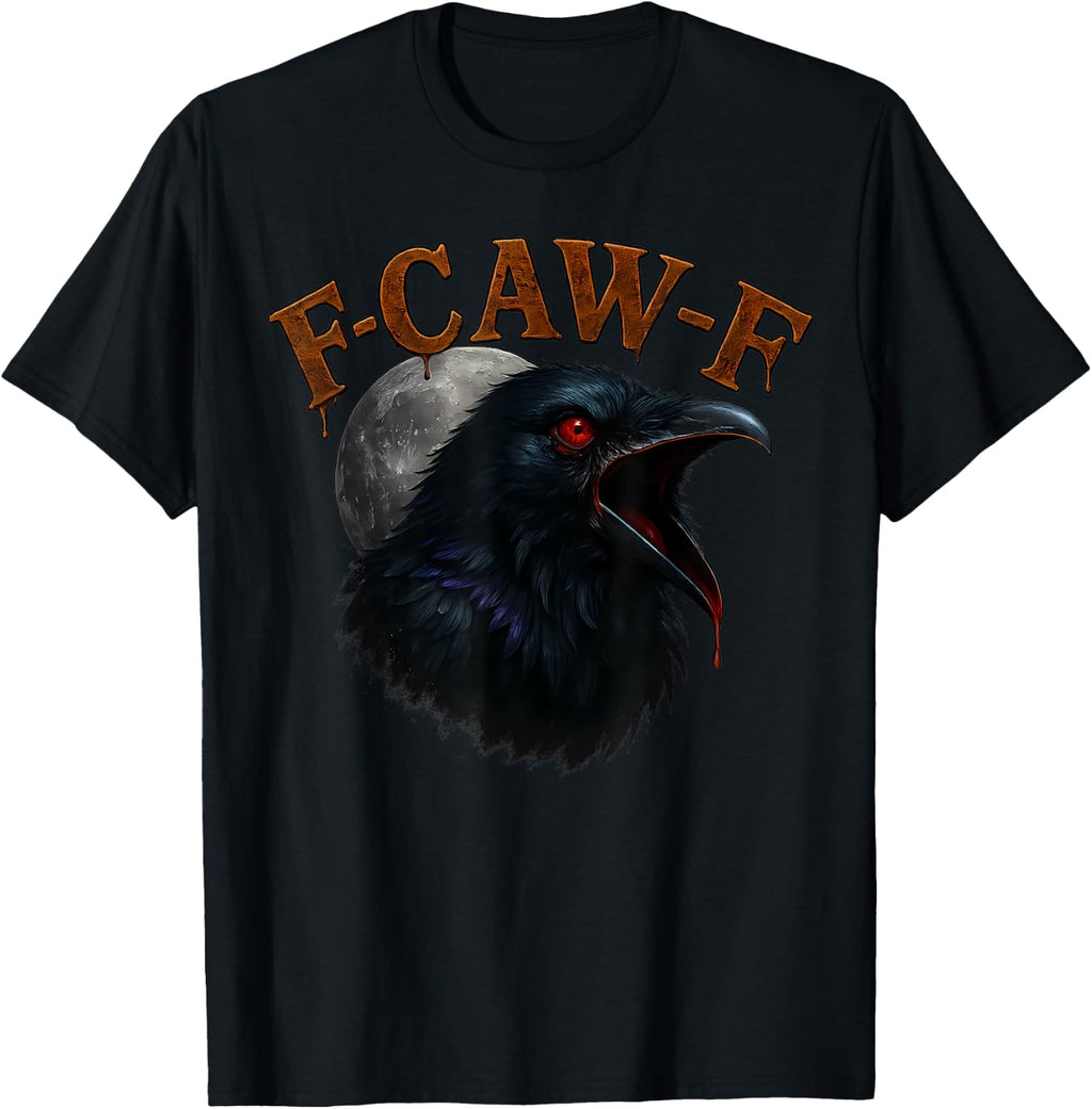 Retro Funny F CAW F Crow and Bird Moon T-Shirt