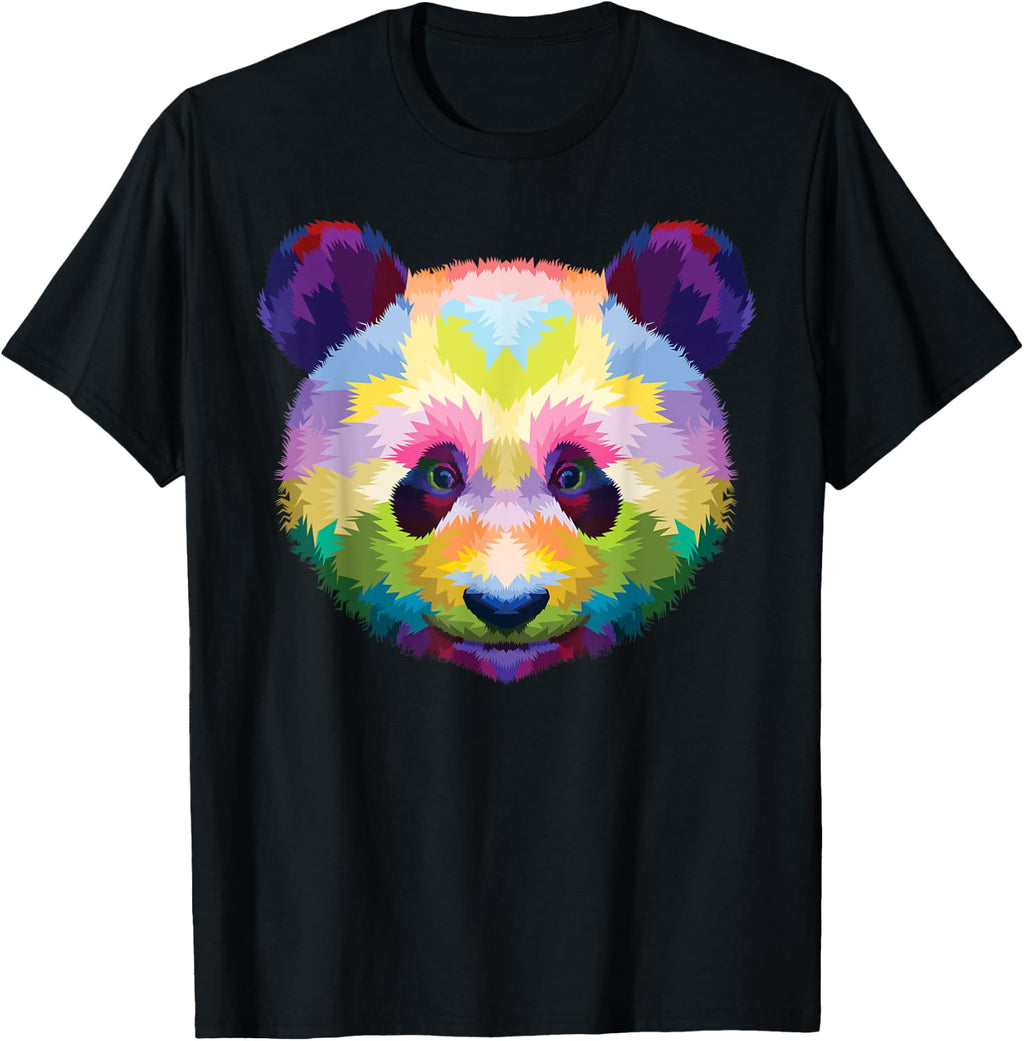 Rainbow Panda Head Brilliance Unleashed Cute Panda T-Shirt