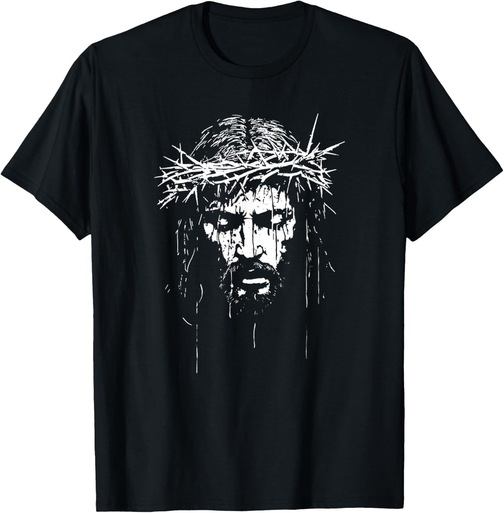 Vintage Face of Jesus Christ Portrait with Crown Christian T-Shirt