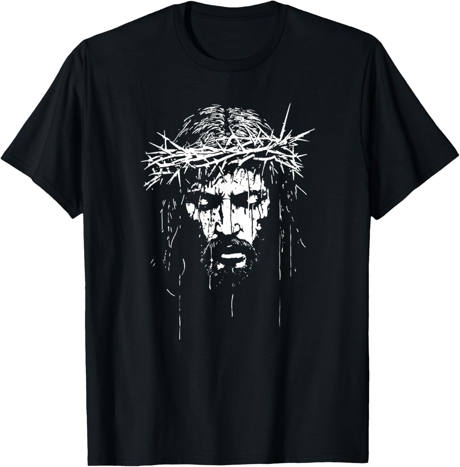 Vintage Face of Jesus Christ Portrait with Crown Christian T-Shirt