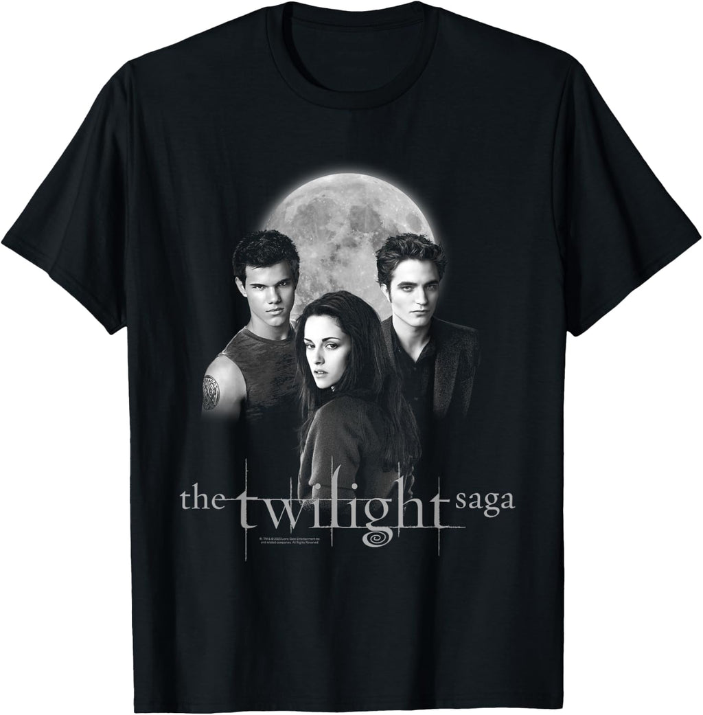Twilight Saga Black & White Photo Jacob, Bella, Edward Movie T-Shirt