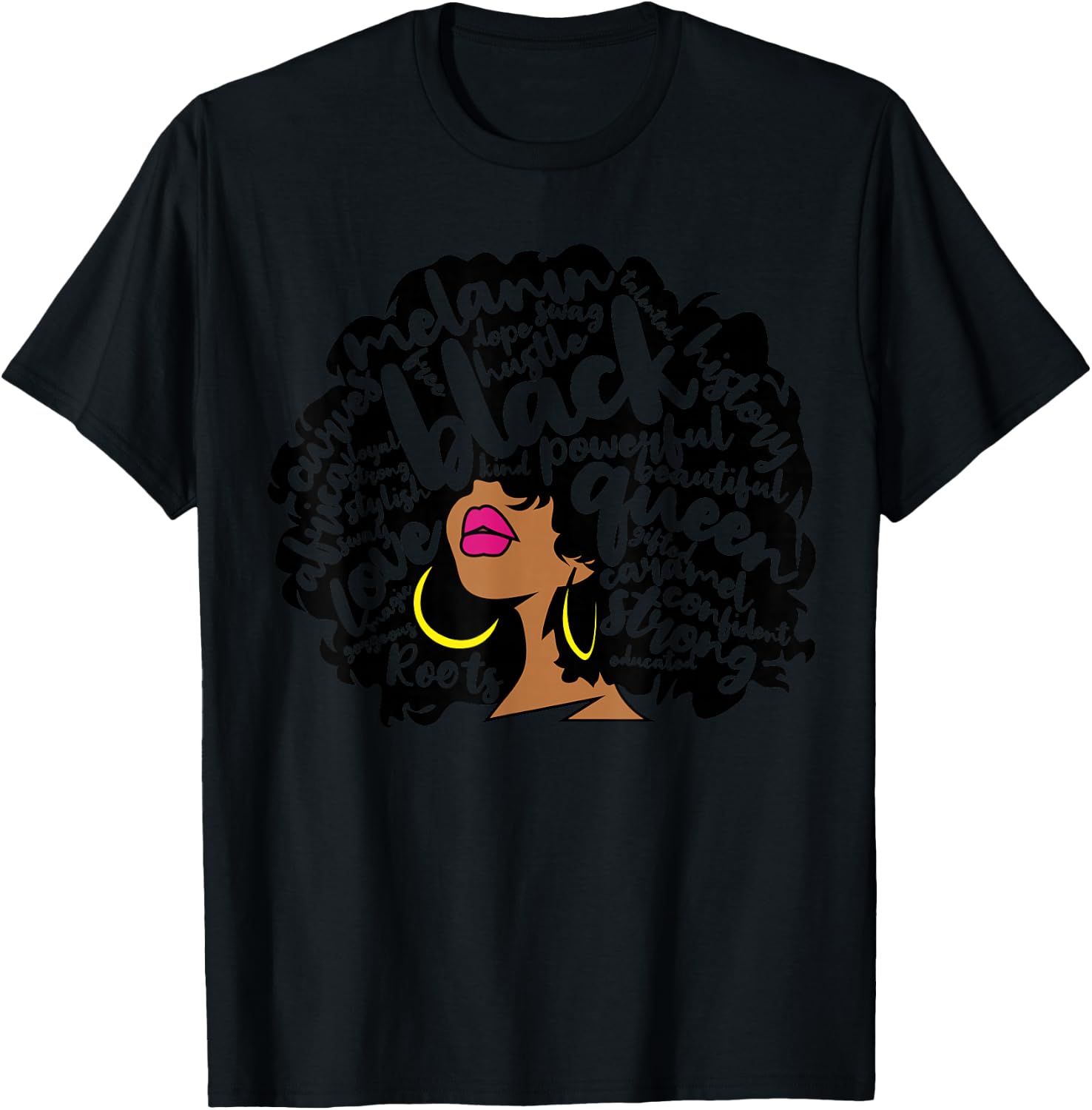 Melanin Women Black History Month October Afro Word Art T-Shirt