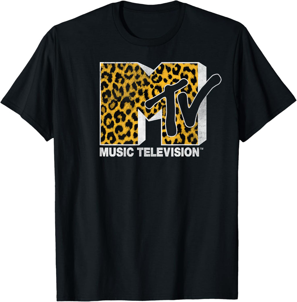 MTV Logo Cheetah Print Graphic T-Shirt T-Shirt