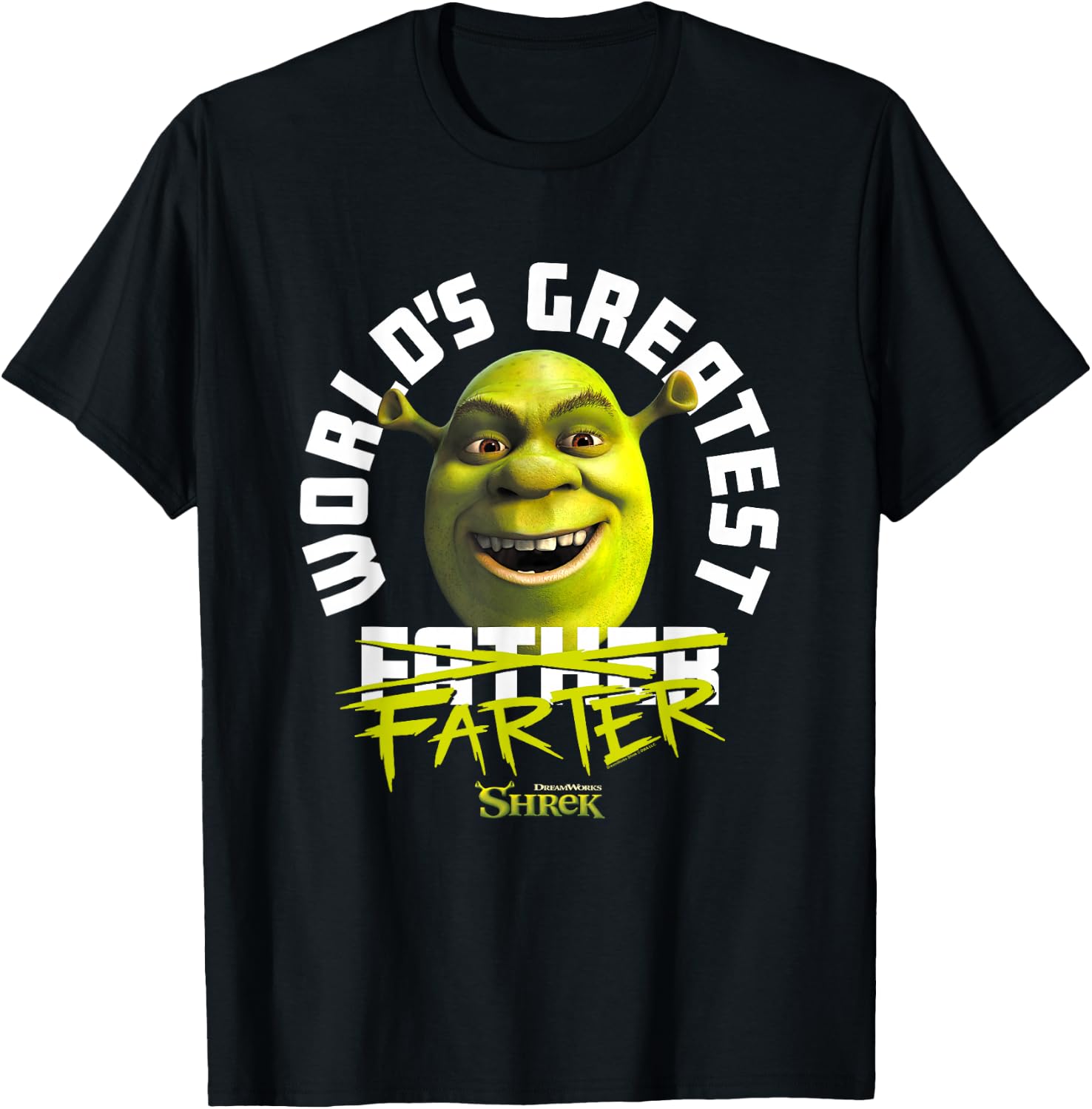 Shrek Father's Day World's Greatest Farter Chest Text Logo T-Shirt