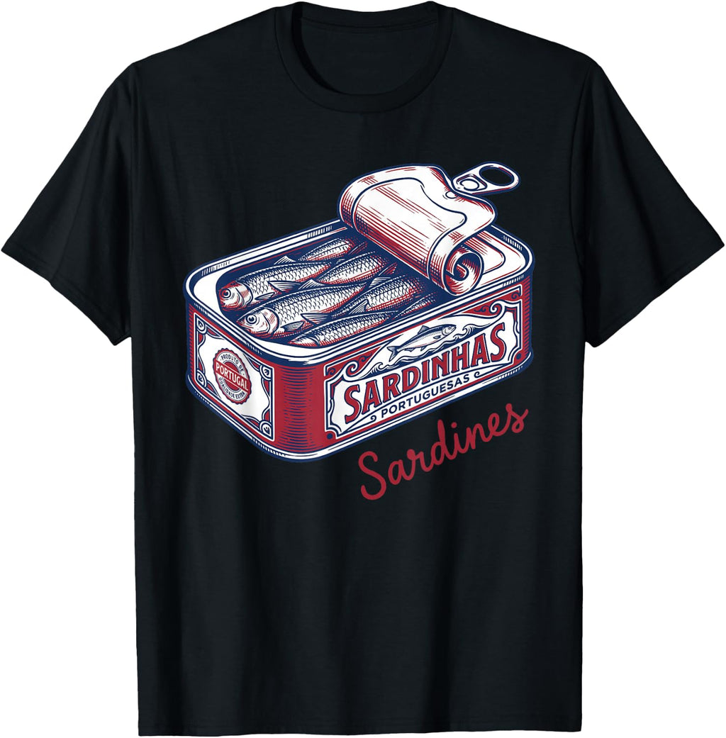 Sardinhas Sardines Tinned Fish Retro Coastal Fisherman T-Shirt