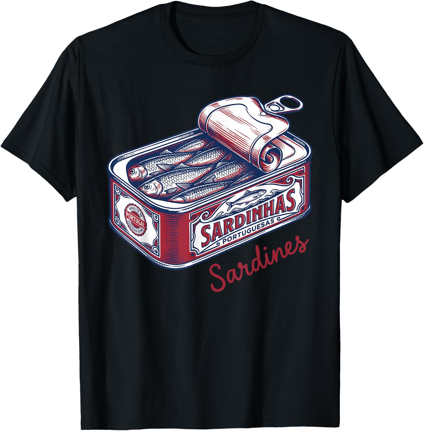 Sardinhas Sardines Tinned Fish Retro Coastal Fisherman T-Shirt