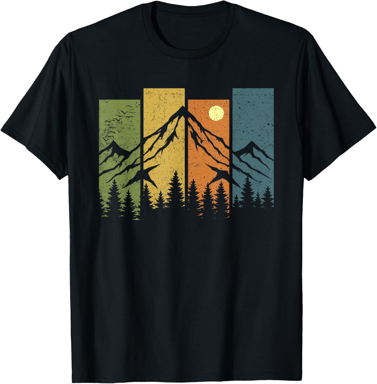 Retro Wildlife Forest Nature Trees T-Shirt Outdoor Mountains Hiking Tee