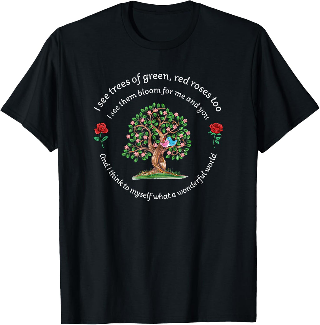 What a wonderful world - Tree Bloom Birds in Love T-Shirt