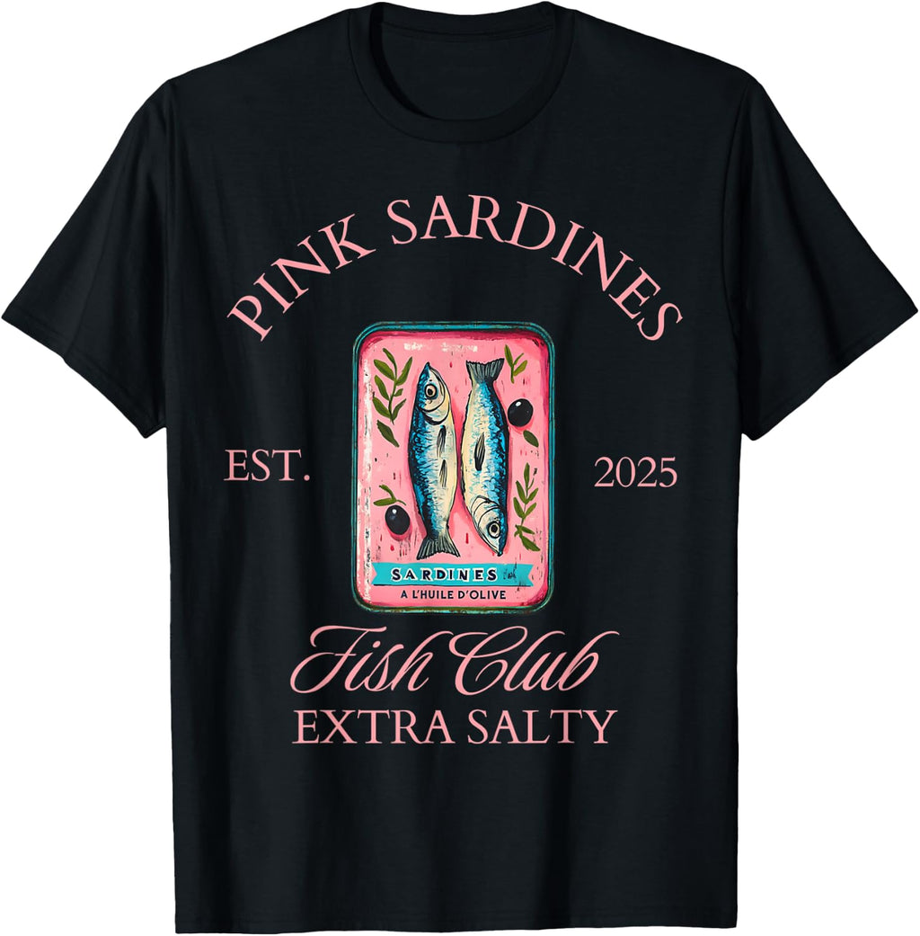 Sardine Tinned Fish Club Womens Salty Summer Social Club Top T-Shirt