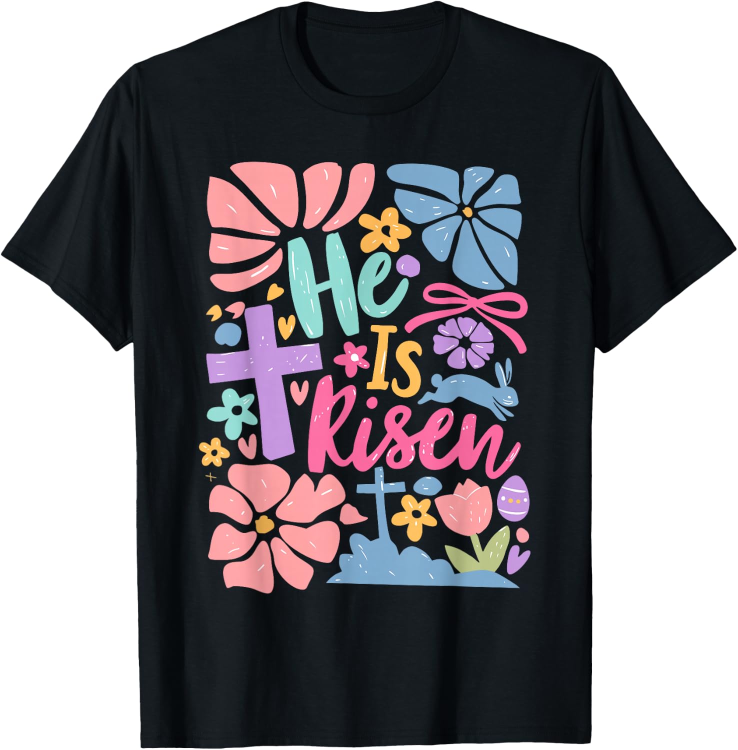 He is Risen Jesus Christian Happy Easter Women Kids Girls T-Shirt