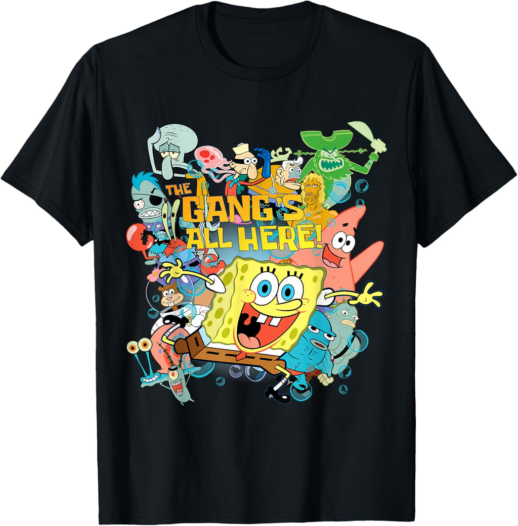 Spongebob Squarepants The Gangs All Here Funny T-Shirt Tee for Men Women