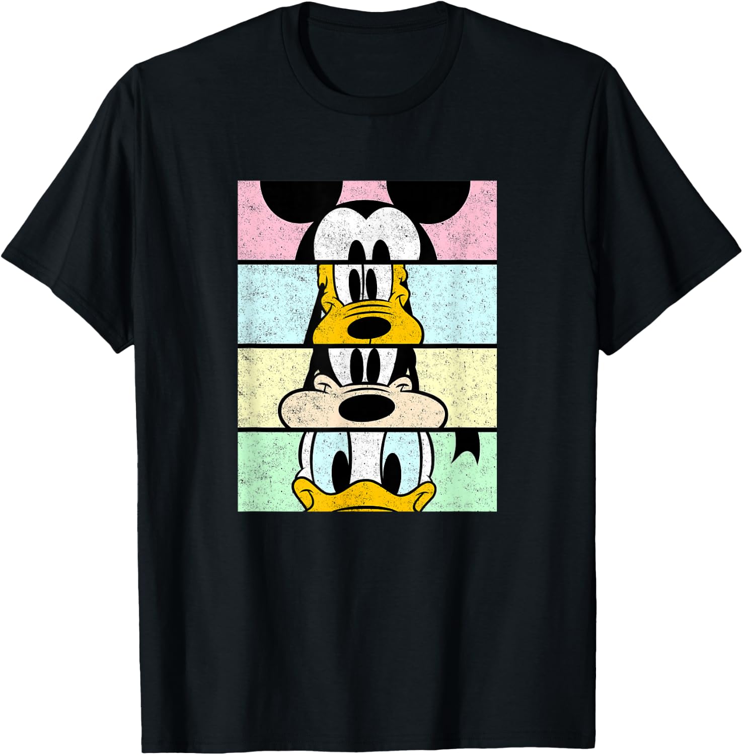 Disney Mickey and Friends Group Comic Panels Distressed T-Shirt