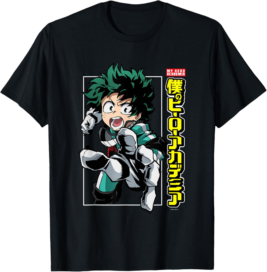 My Hero Academia Deku Action Pose with Kanji Anime T-Shirt
