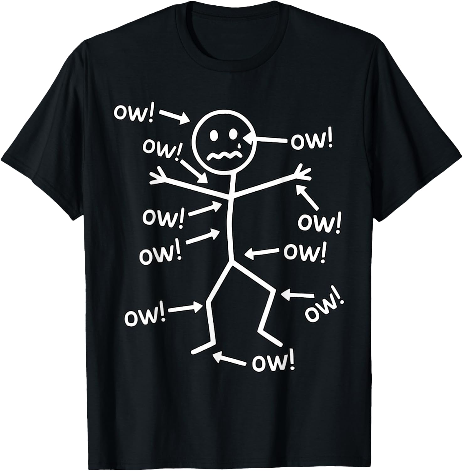 Funny Ow Ow Ow Ow Saying Body Pain Character Humor Sarcastic T-Shirt