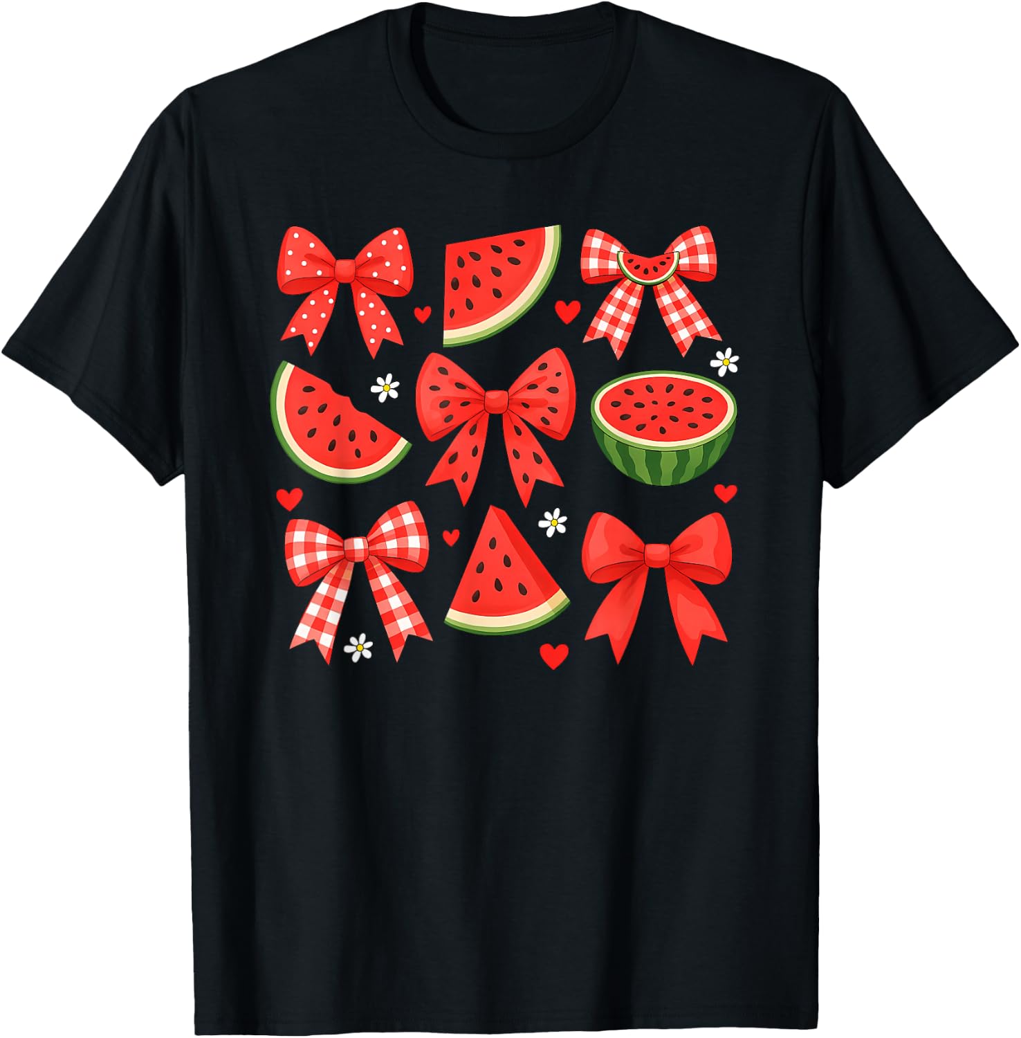 Retro Summer Vibes Coquette Bow Watermelon Summer Vacation T-Shirt