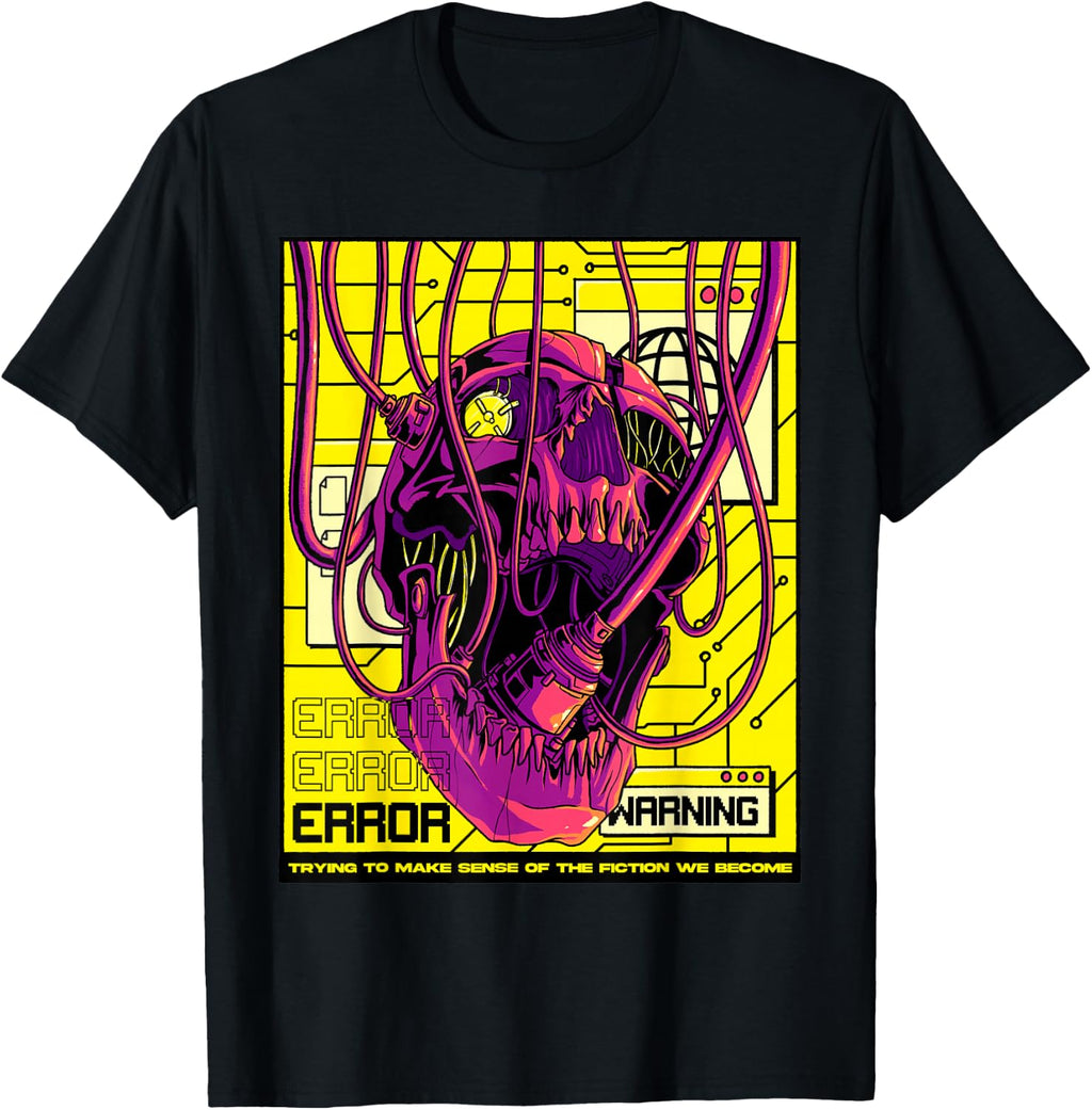 Cyberpunk Aesthetic Cyborg Robot Skull Sci-fi Skull Lover T-Shirt