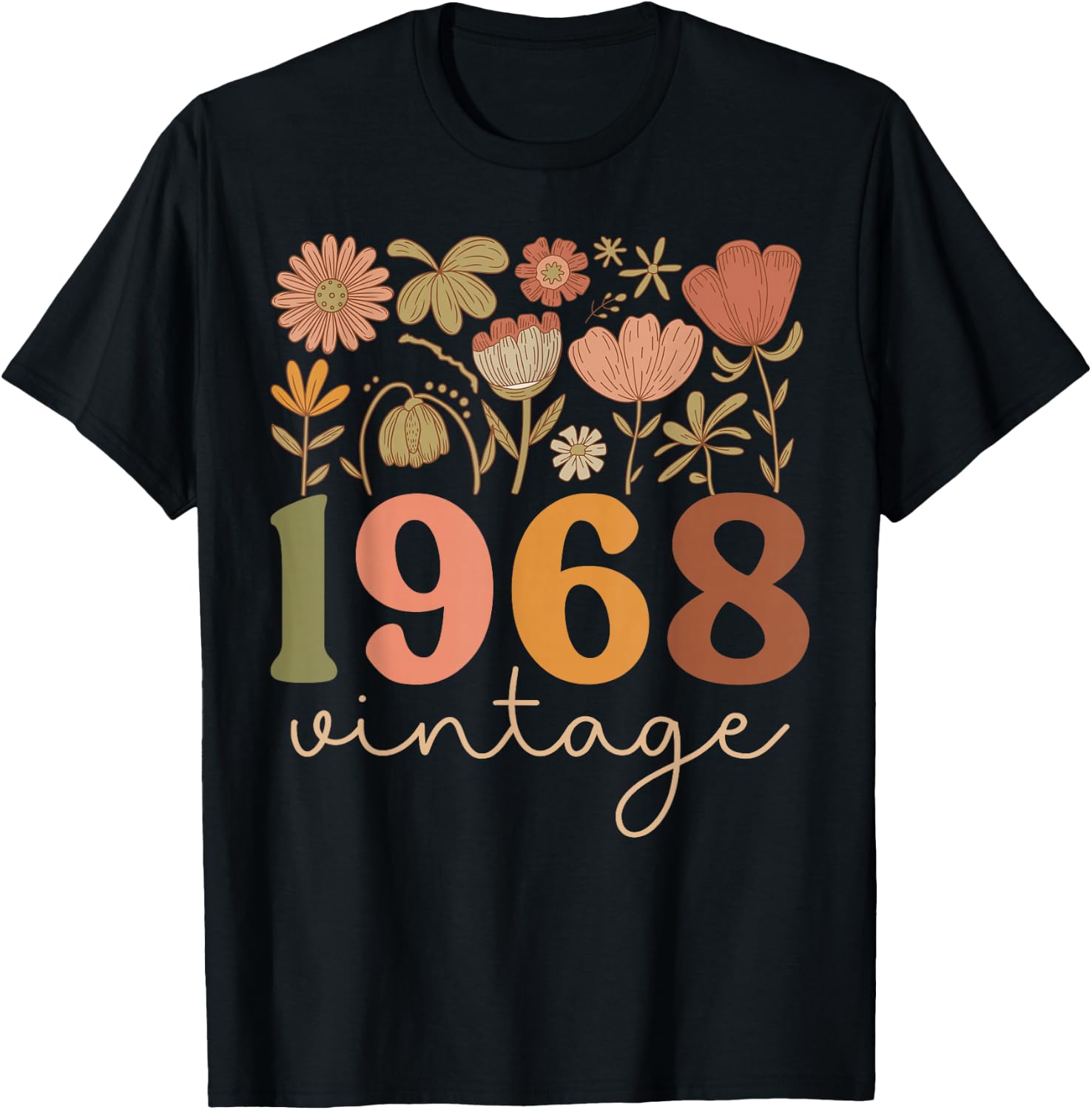 1968 Vintage Wildflower Floral It's My Birthday Women Girls T-Shirt