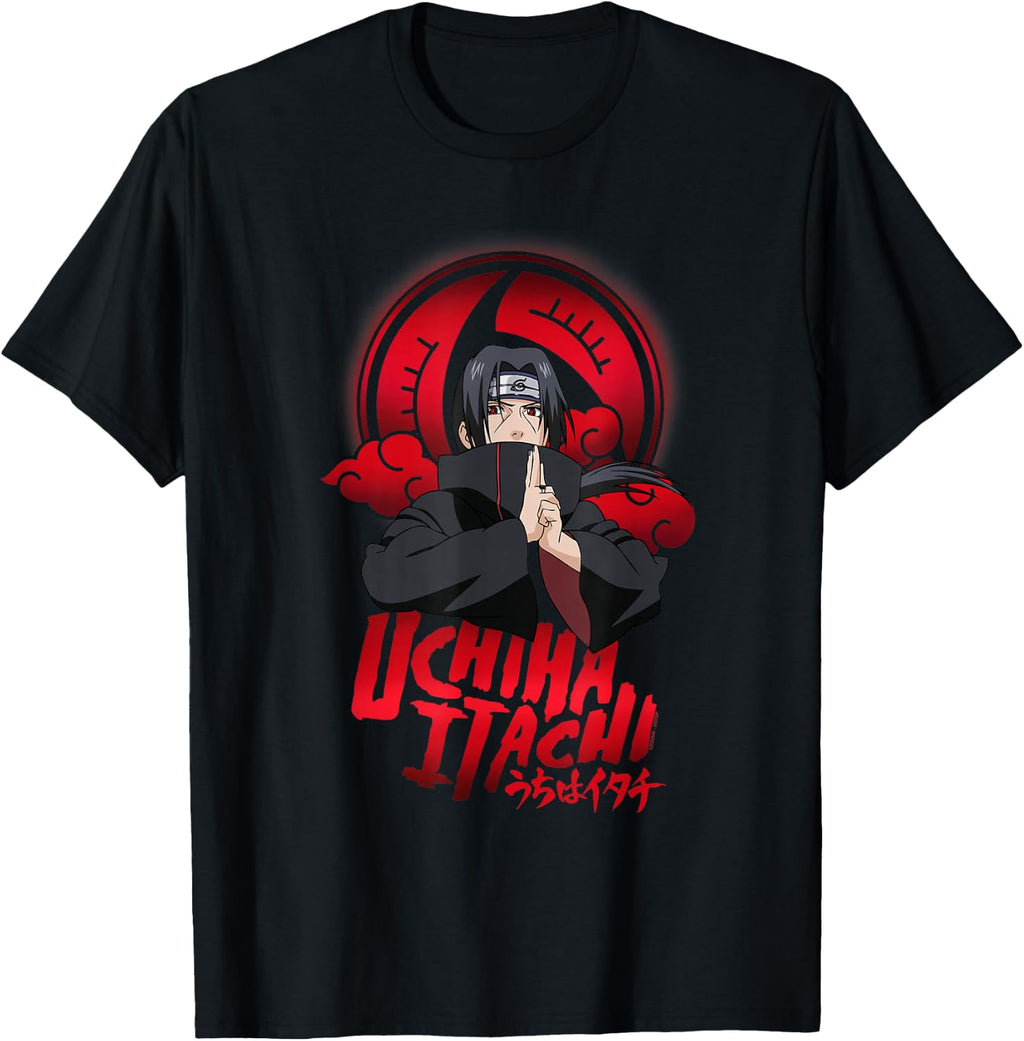 Naruto Uchiha Itachi Sharingan Symbol with Clouds Anime T Shirts Tees for Men and Women