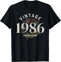 Vintage 1986 Birthday Top Retro Classic Fishing Fish Graphic T-Shirt
