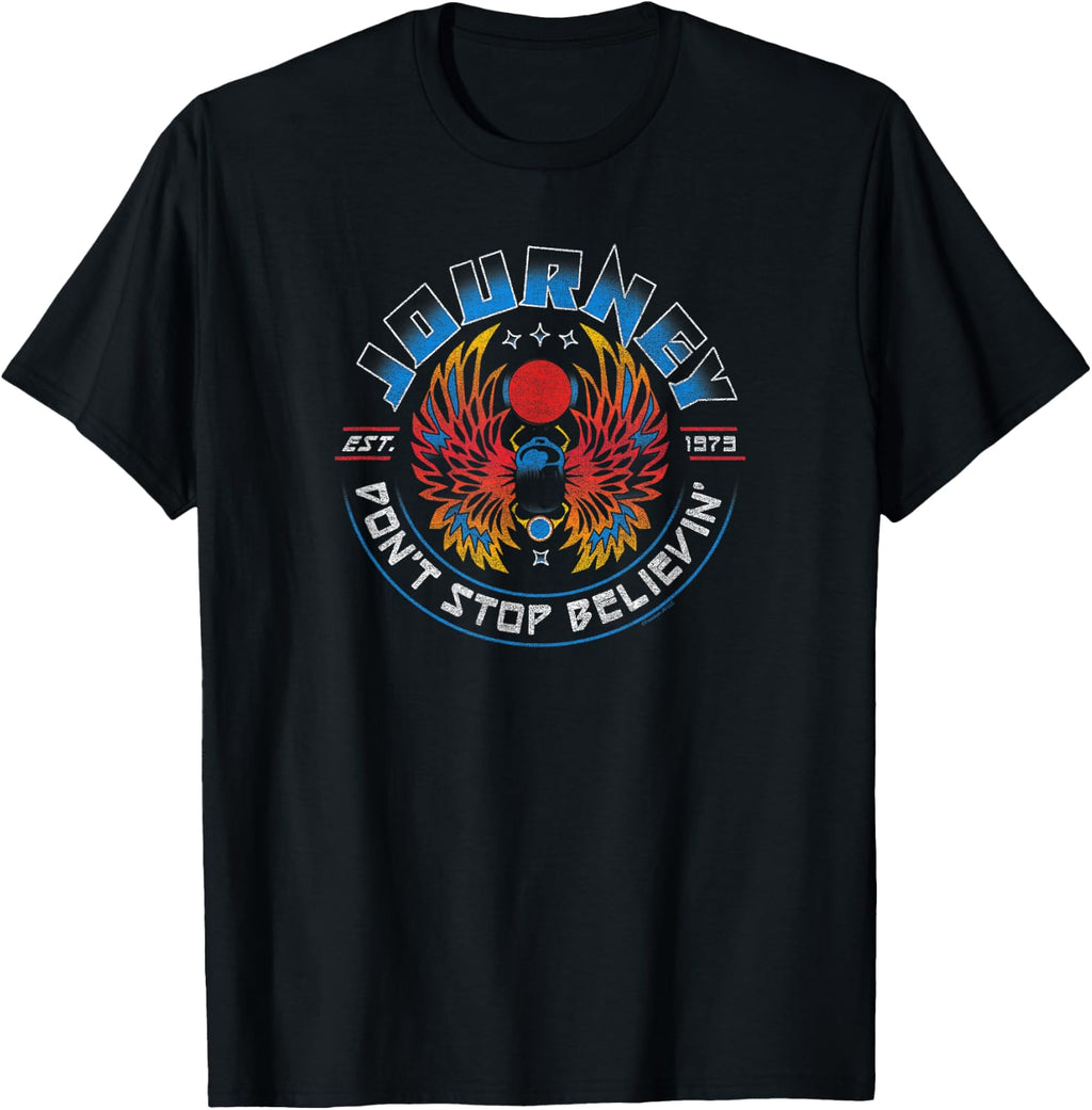 Journey Est 1973 Space Beetle Round Logo Vintage Band T-Shirt
