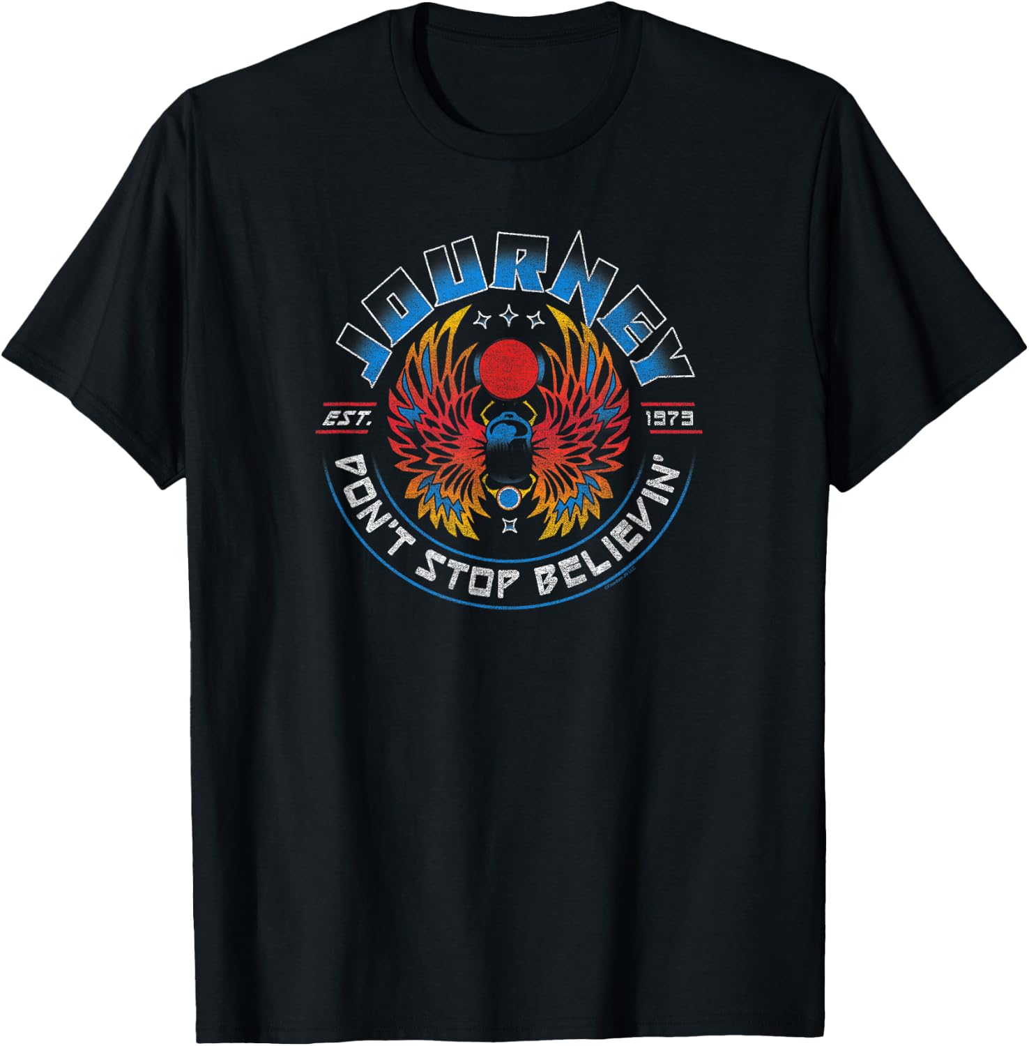Journey Est 1973 Space Beetle Round Logo Vintage Band T-Shirt