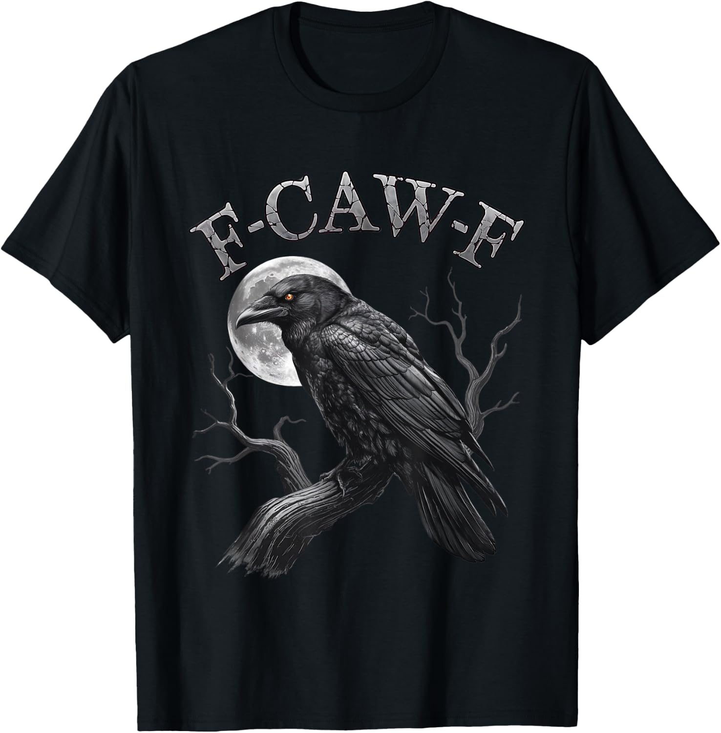 F-Caw-F Black Crow Moon Vintage Retro Halloween Dark Humor T-Shirt