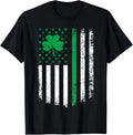 US American Flag with Shamrocks for St Patricks Day T-Shirt