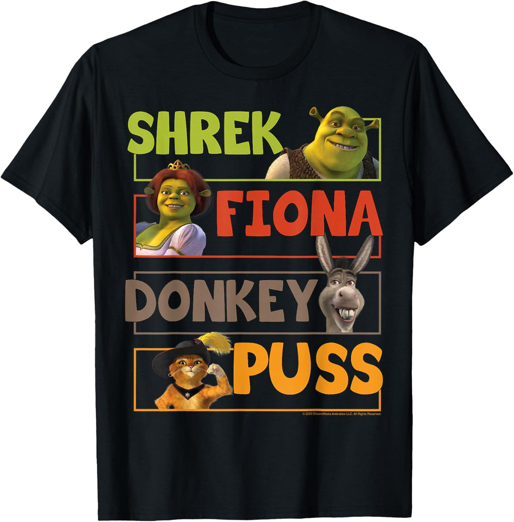 Shrek Group Shot Character Stack T-Shirt