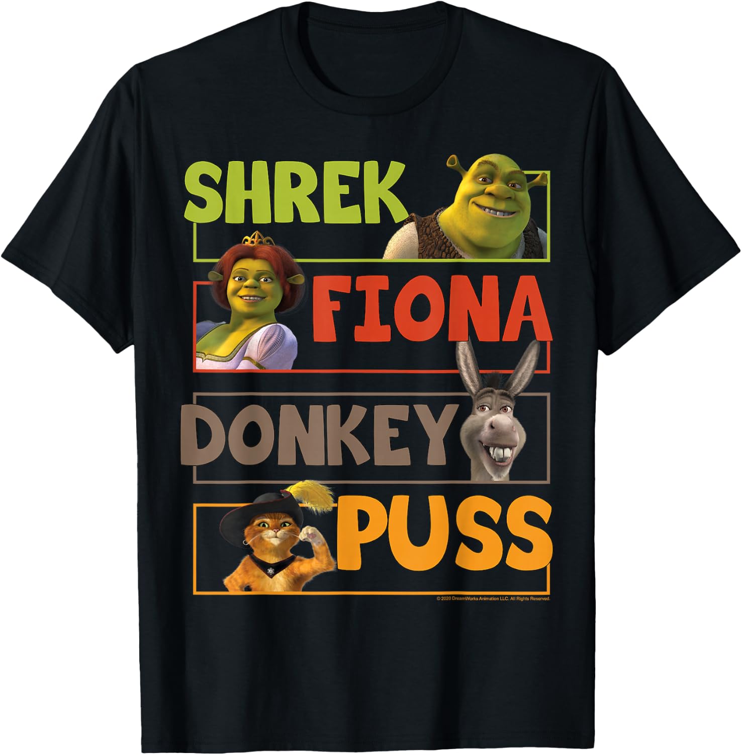 Shrek Group Shot Character Stack T-Shirt