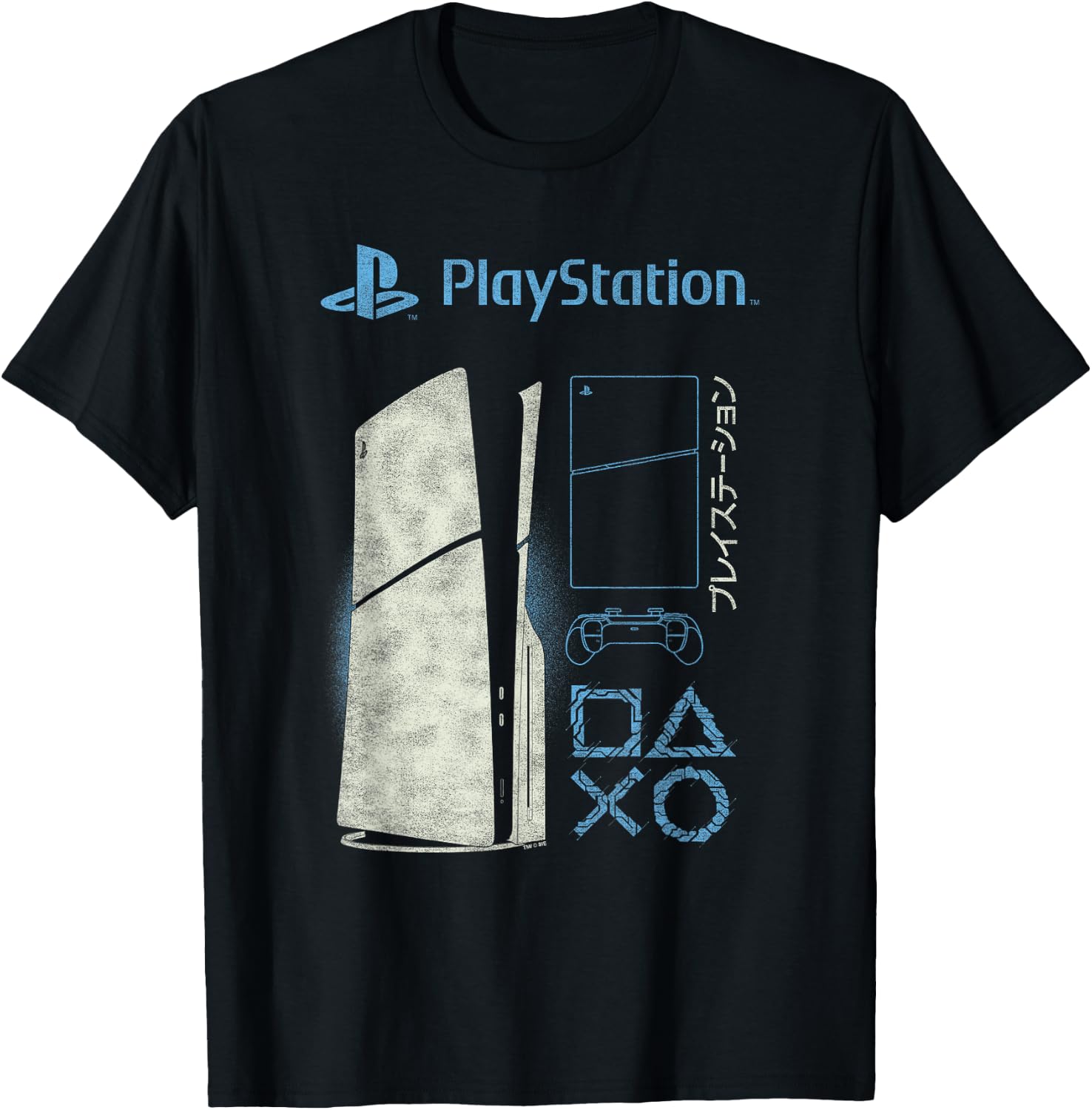 PlayStation Distressed PS5 Ad with Kanji Video Game System T-Shirt