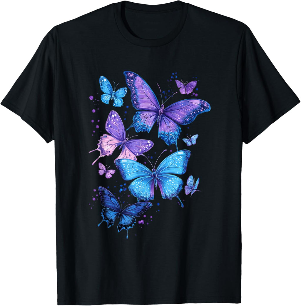Blue Purple Butterfly | Cute Garden Butterfly Kids Women T-Shirt