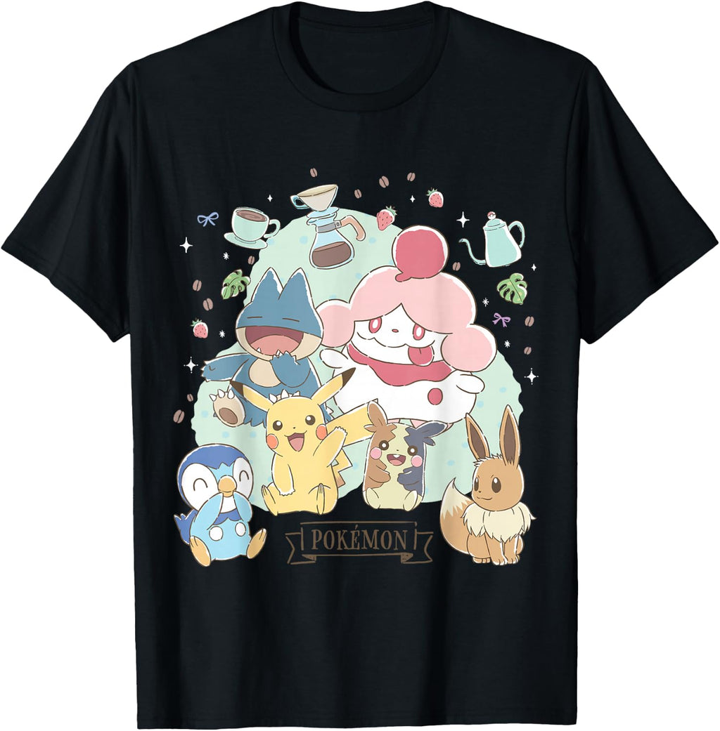 Pokémon - Cafe Pika Eevee Piplup Munchlax Morpeko Slurpuff T-Shirt