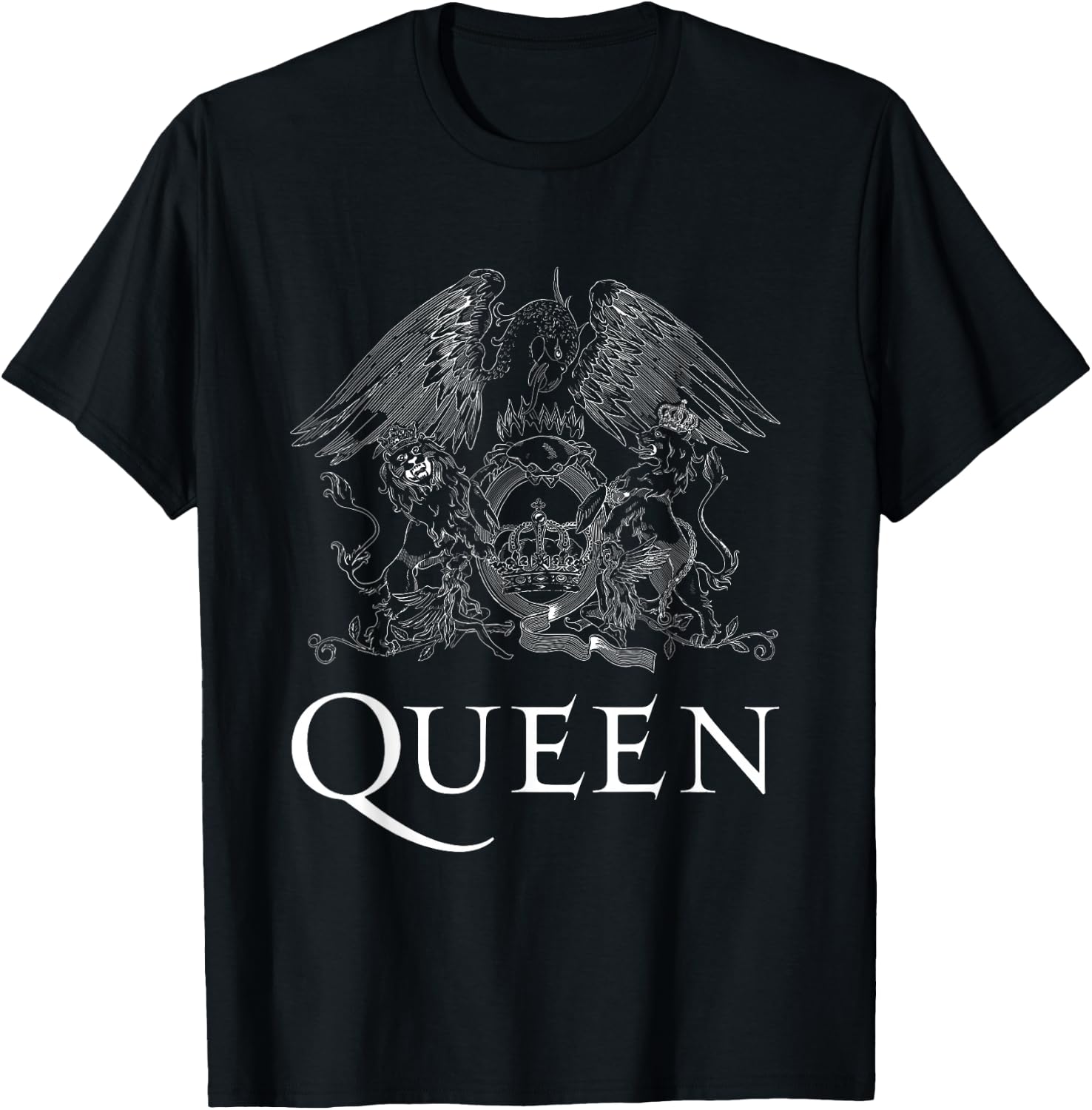 Queen Official Classic Crest Logo White Short Sleeve T-Shirt