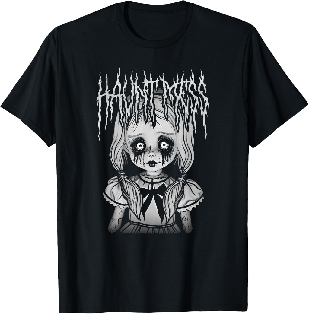 Haunt Mess Creepy Haunted Doll Illustration T-Shirt