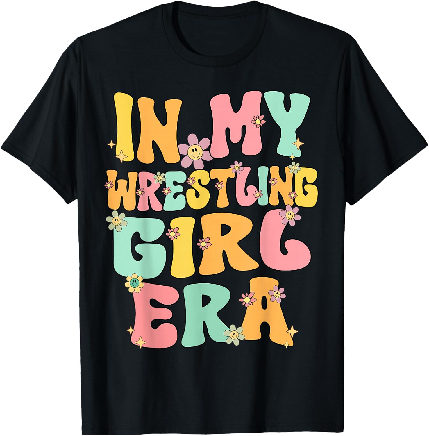 Cute in My Wrestling Girl Era Groovy Wrestling Girl Wrestler T-Shirt