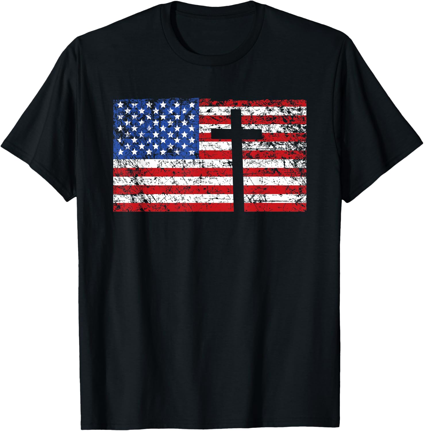 American Flag Cross Shirt, USA Christian Gift, Trust God T-Shirt