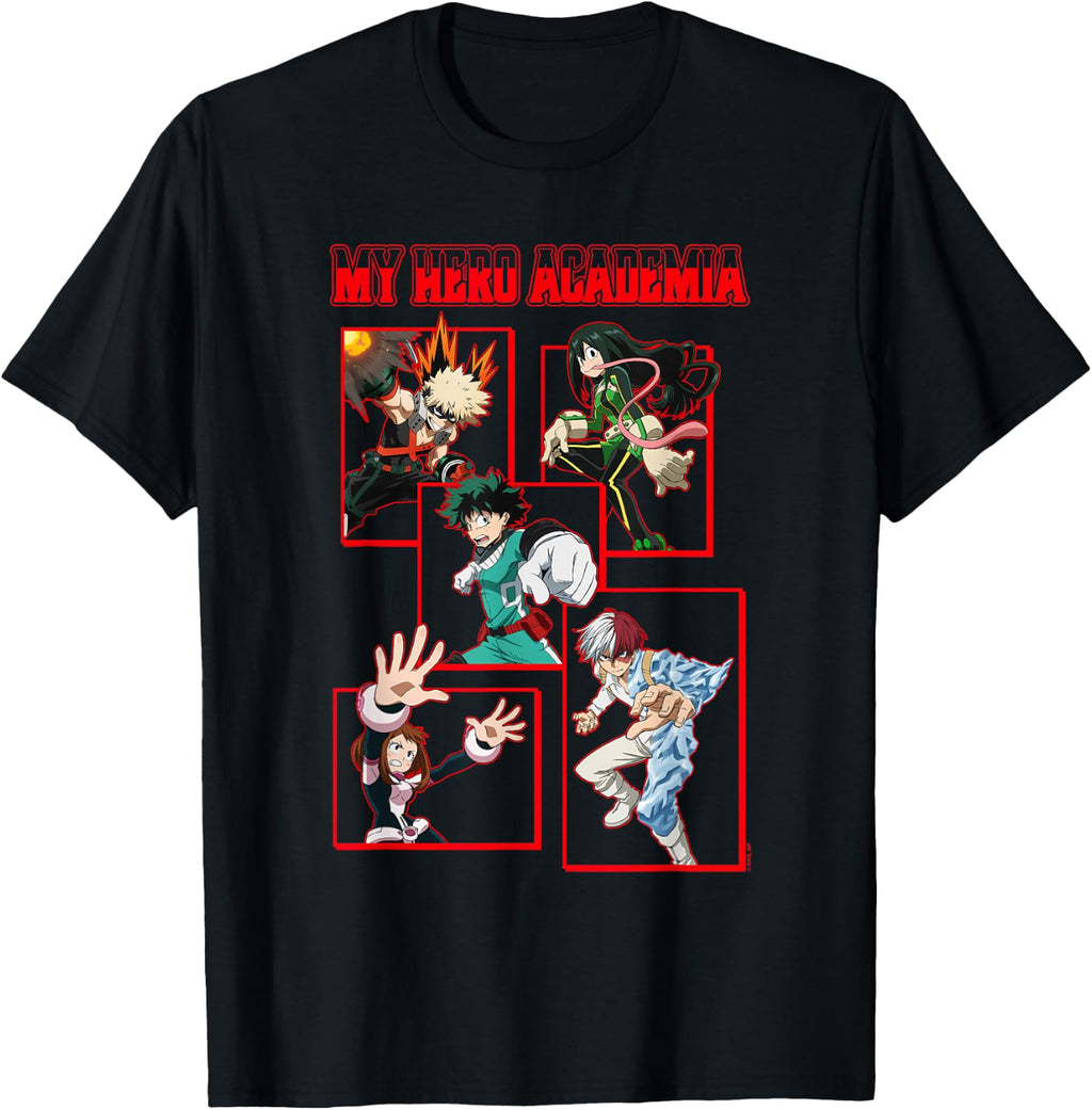 My Hero Academia Red Block Character Collage Anime T-Shirt