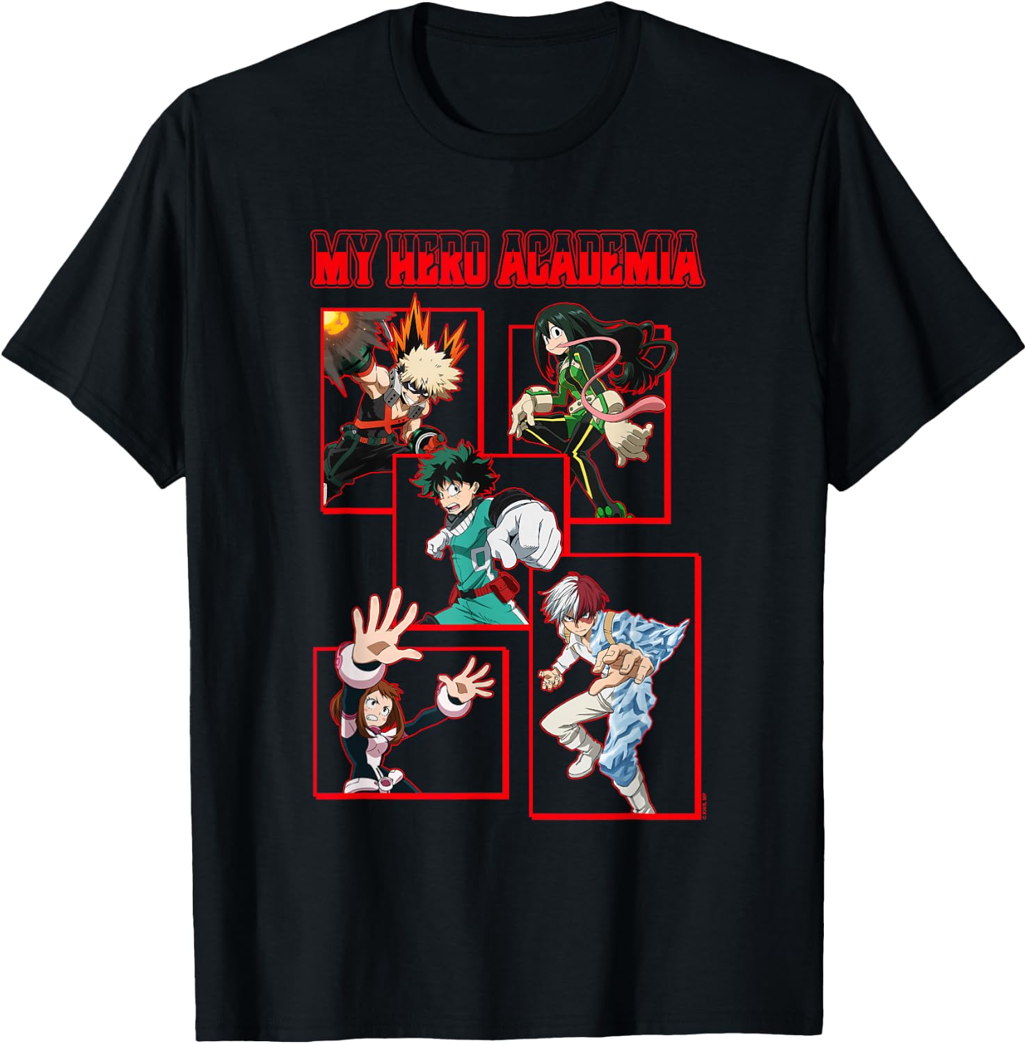 My Hero Academia Red Block Character Collage Anime T-Shirt