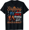 Stepping Into My July Birthday Afro Woman Leopard Heels T-Shirt