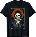 Death Brings Flowers Cute Reaper Skull And Bouquet T-Shirt