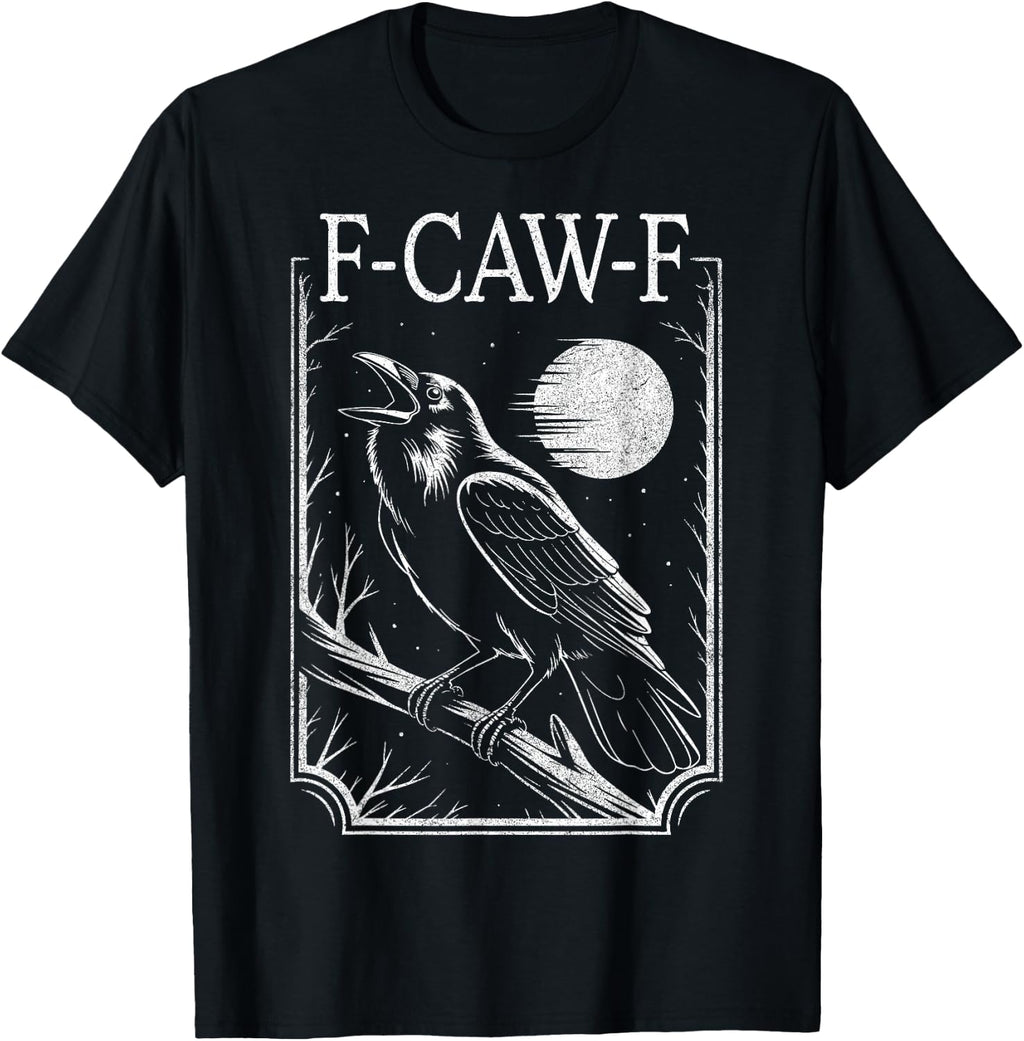 F-Caw-F Crow Minimal – Retro Gothic Black Bird Funny Raven T-Shirt