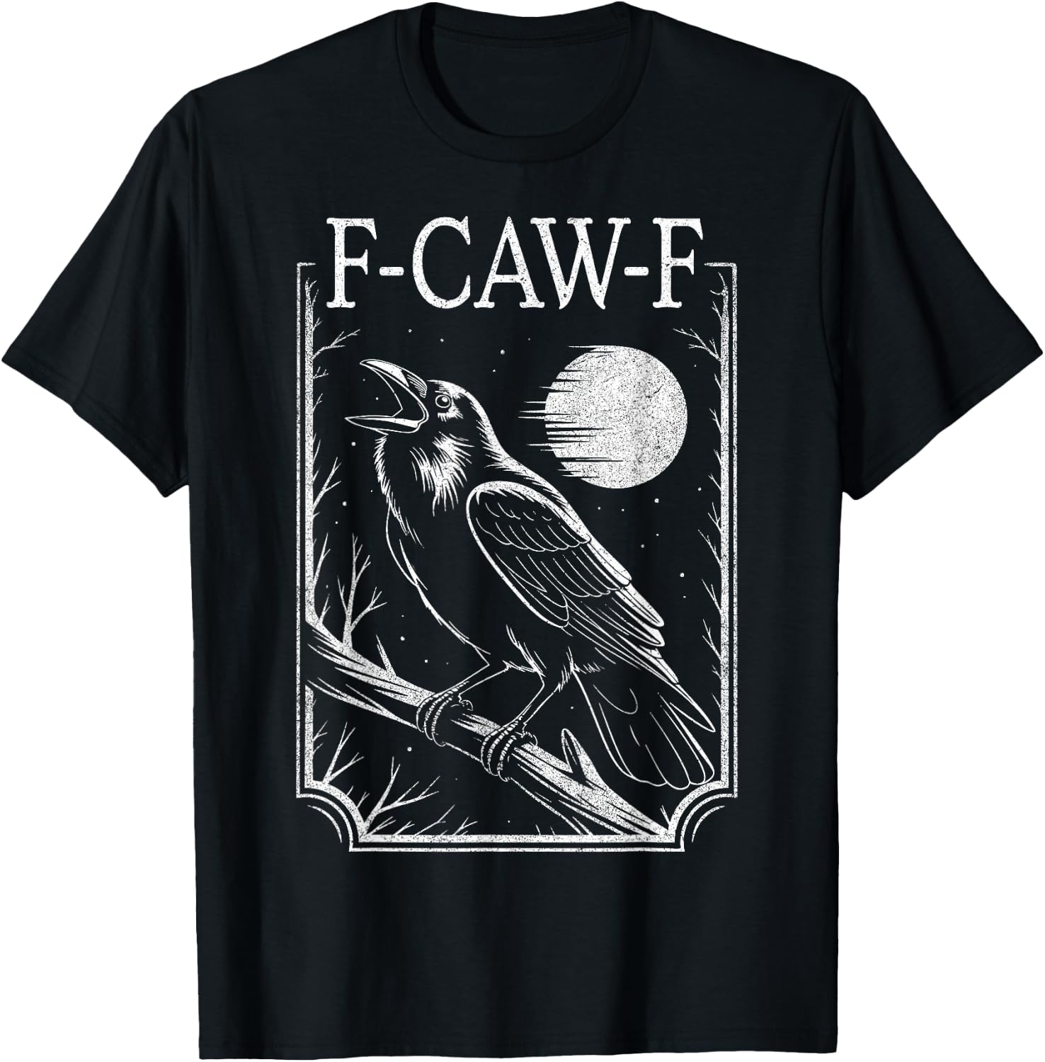 F-Caw-F Crow Minimal – Retro Gothic Black Bird Funny Raven T-Shirt