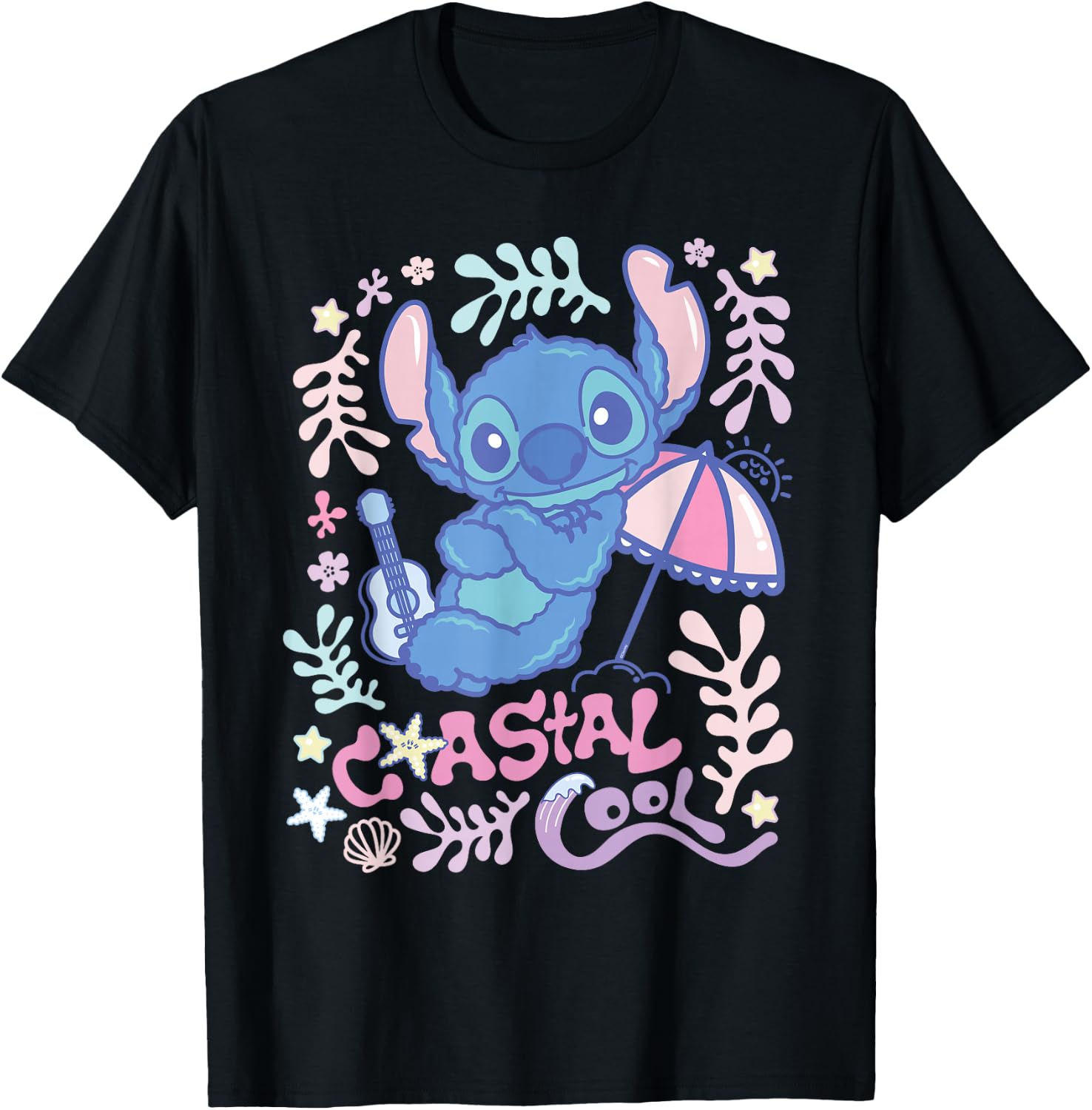 Disney Stitch Fluffy Summer Vibes Coastal Cool T-Shirt